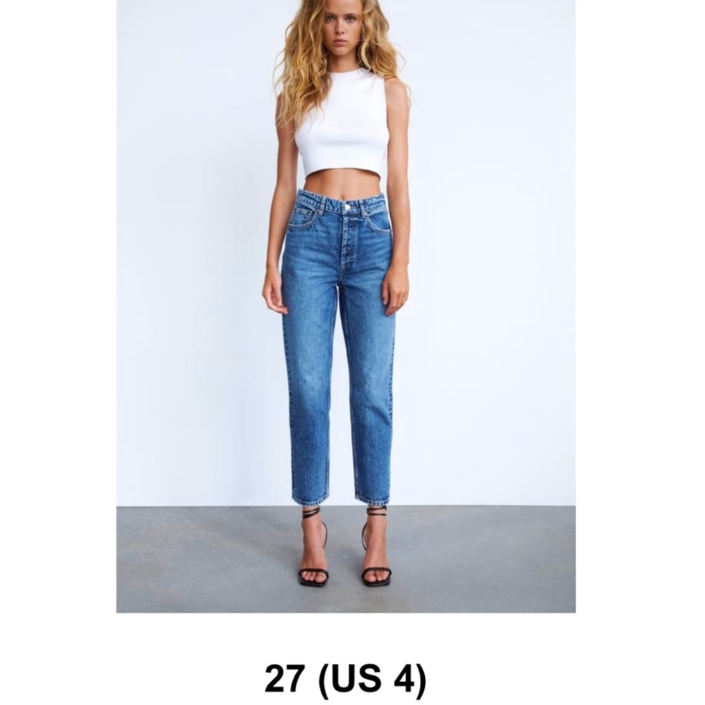 Zara- high rise straight jeans.